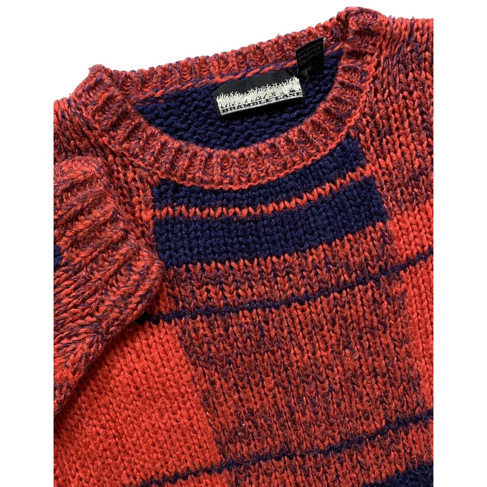 Bramble Lane‎ Women's Large Sweater Knitted Red & Blue Soft - C75